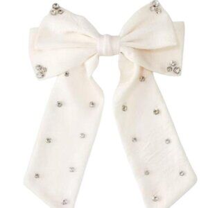 A New Day White Rhinestone Embellished Bow Barrette - NWT